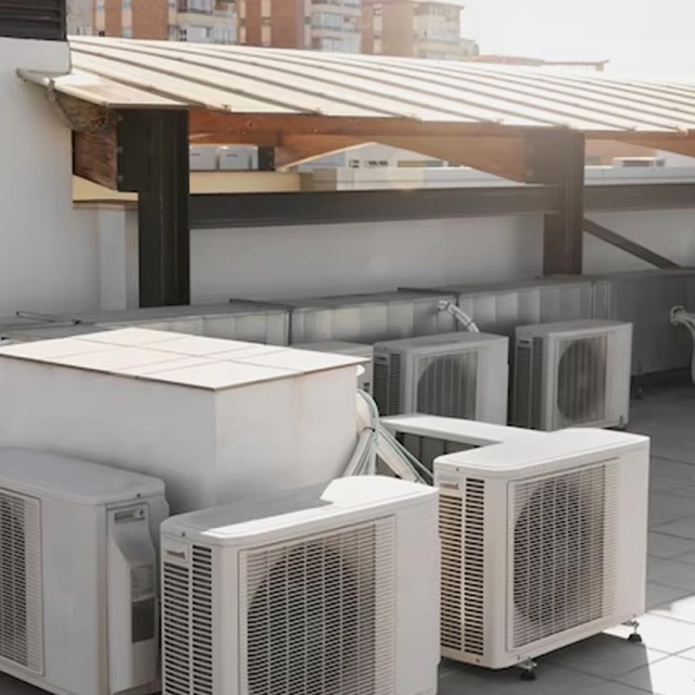 Outdoor air-conditioning units installed on a rooftop